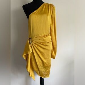 Revolve Lovers & Friends M Ana Mini Dress One Shoulder Long Sleeve Belt NWT